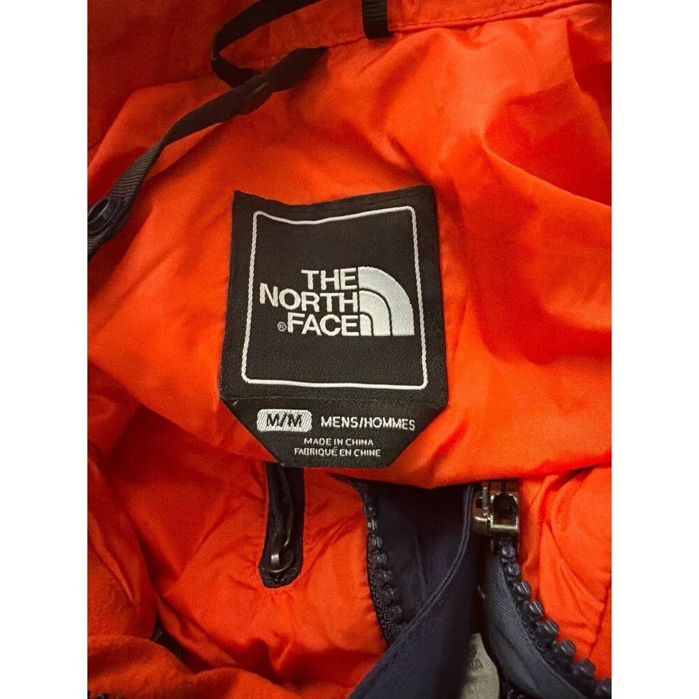 The North Face Men’s M Hooded‎ Jacket Navy Gray Orange Lining Outdoor Hiking Zip